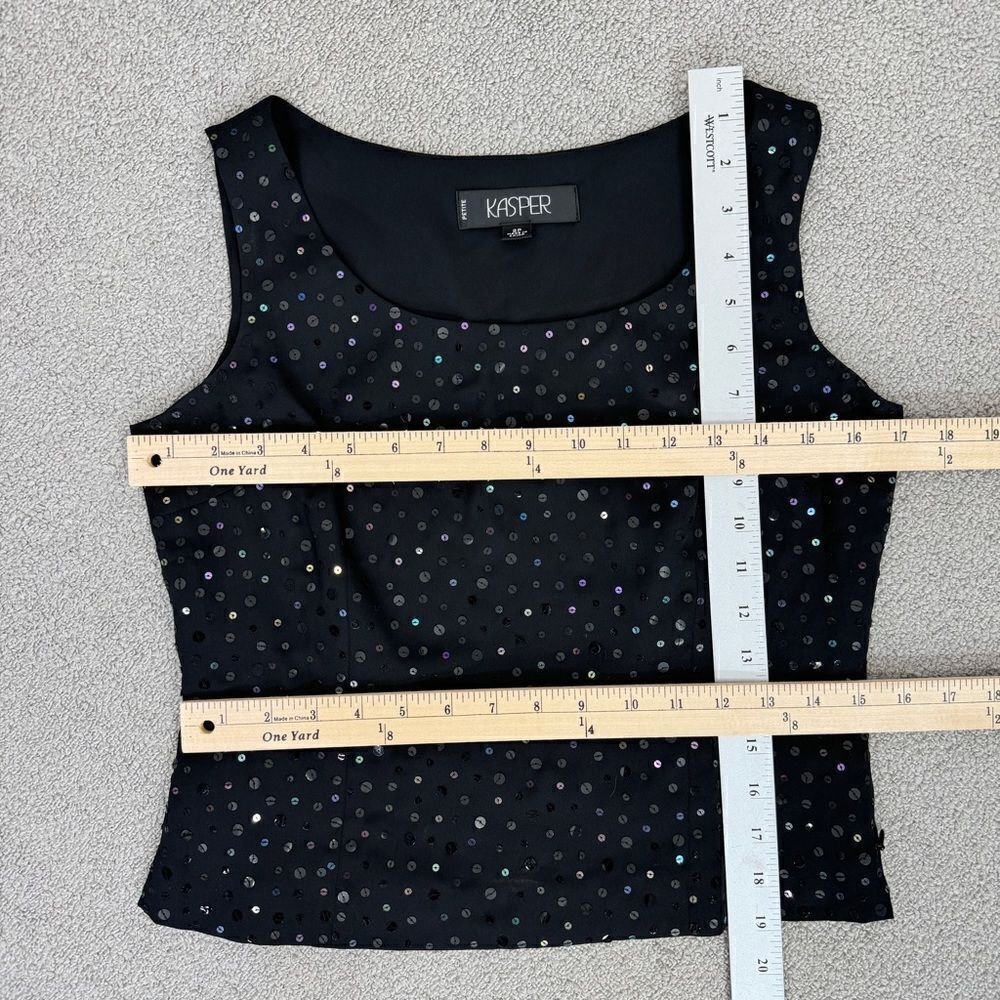 Kasper Petites Sequin Front Camisole Tank Top‎ Black Size 2P Party Evening - Picture 11 of 12